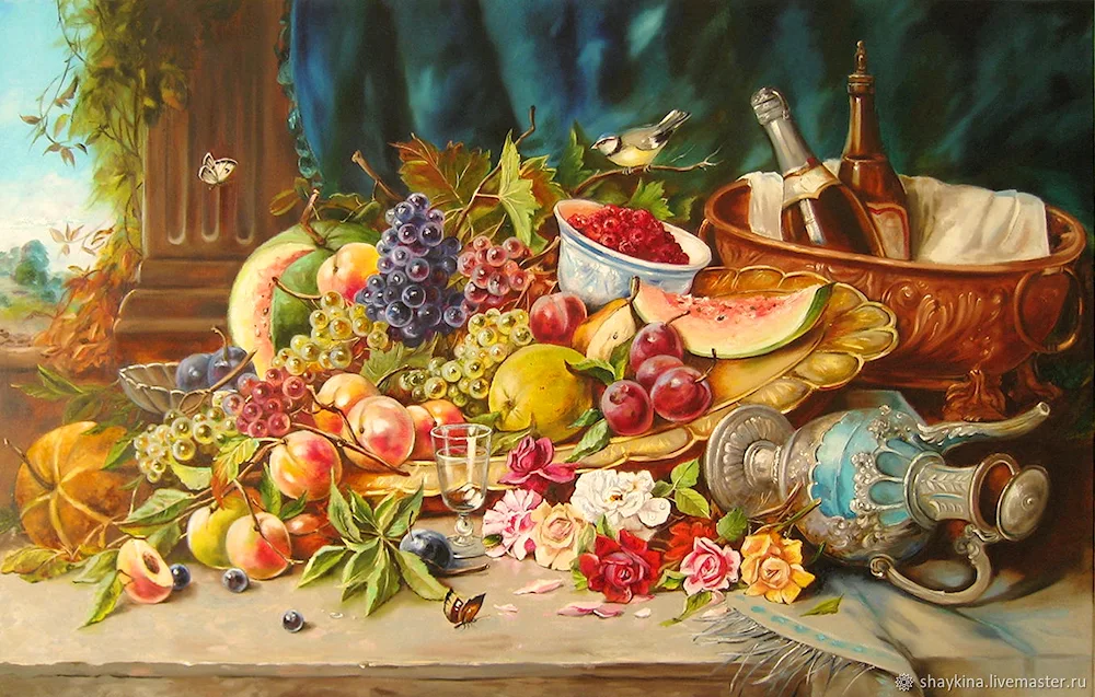 Hans Zatzka large still life with fruit