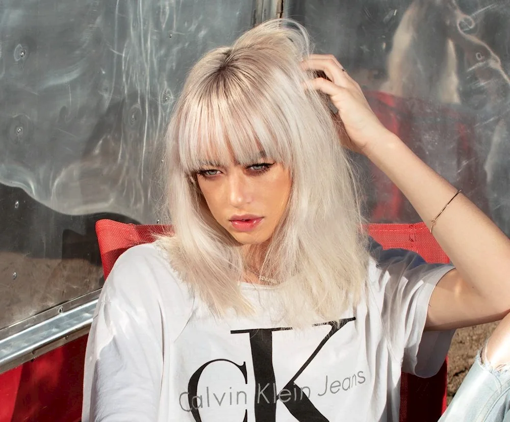 Cold blond with bangs