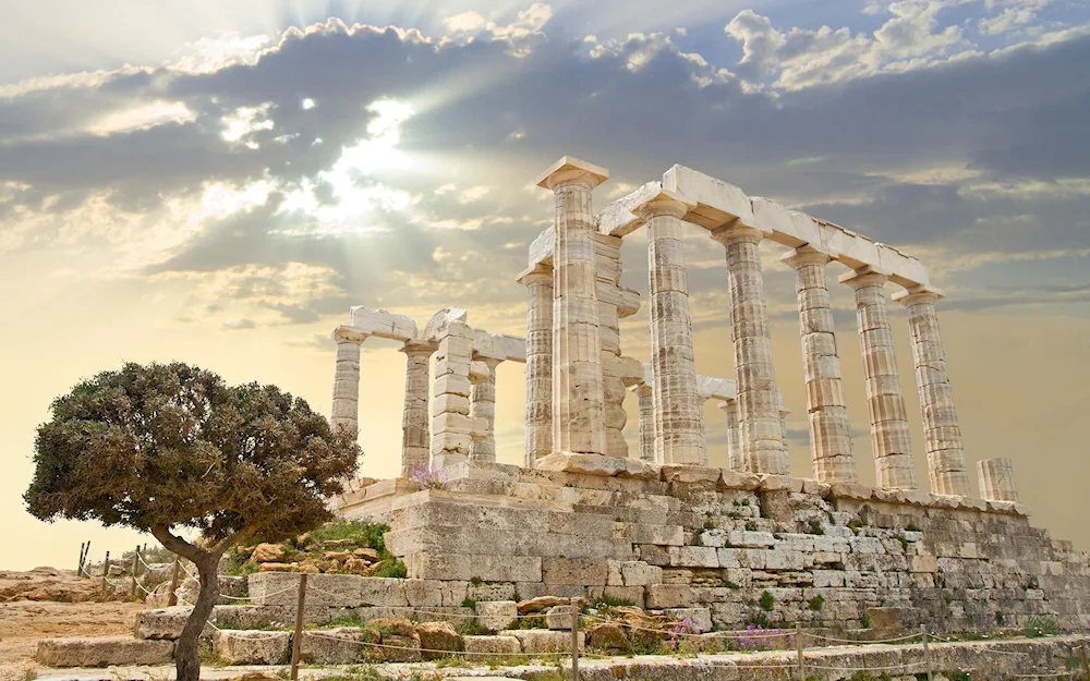 The Temple of Poseidon in Alexandria of Egypt in antiquity