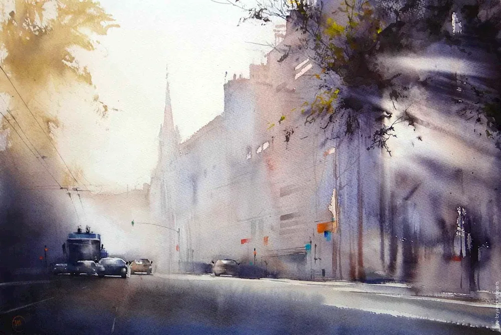 Artist Ilya Ibryaev watercolour