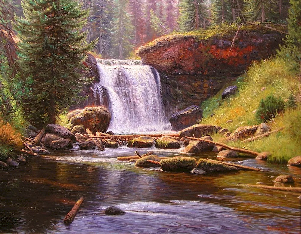 Thomas Kinkade Waterfall