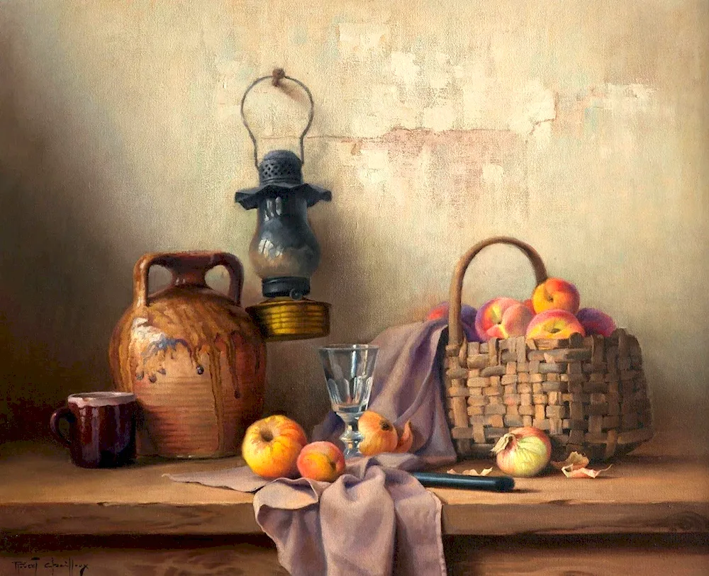 Sergei Andriyaka still life with paraffin lamp