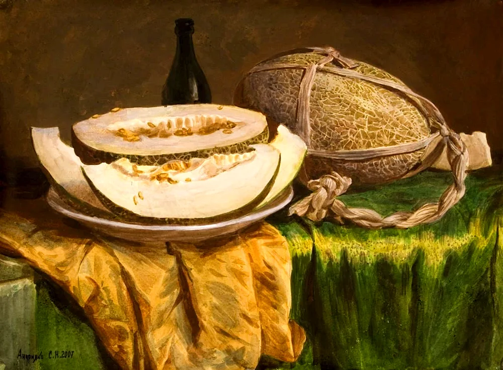 Still life with watermelons Sergei Nikolaevich Andriyaka