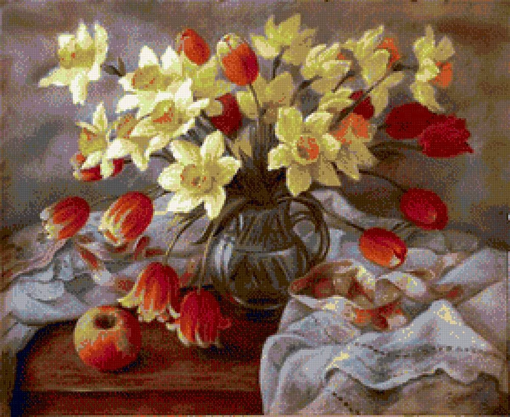 Artist Shumakova Elena. Daffodils and tulips..