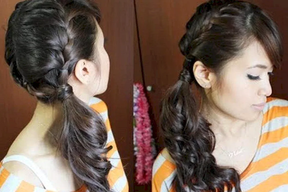 Side ponytail hairstyle for girl