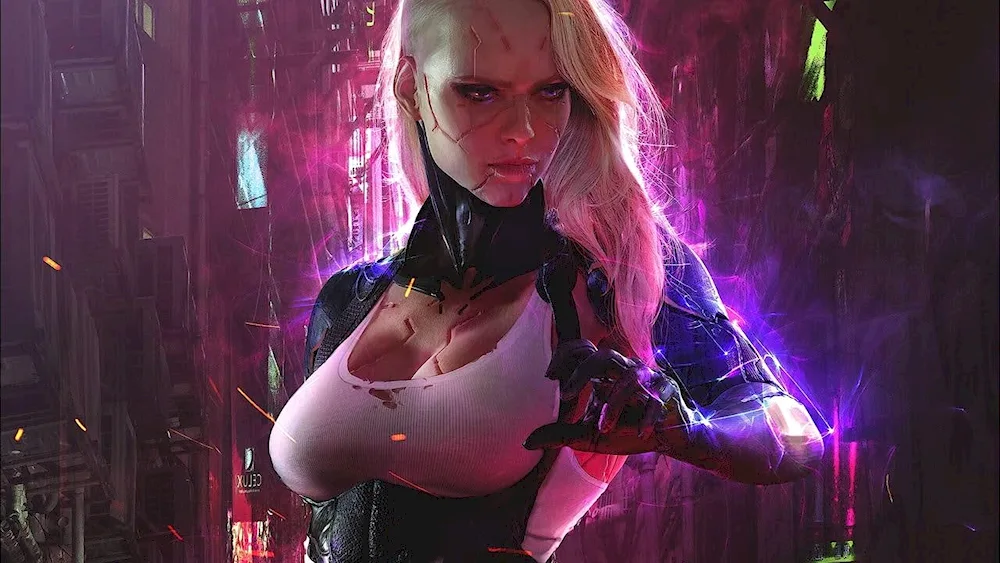 Cyberpunk 2077 girl blonde