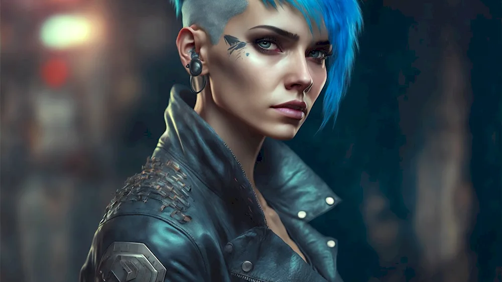 Cyberpunk blue hair