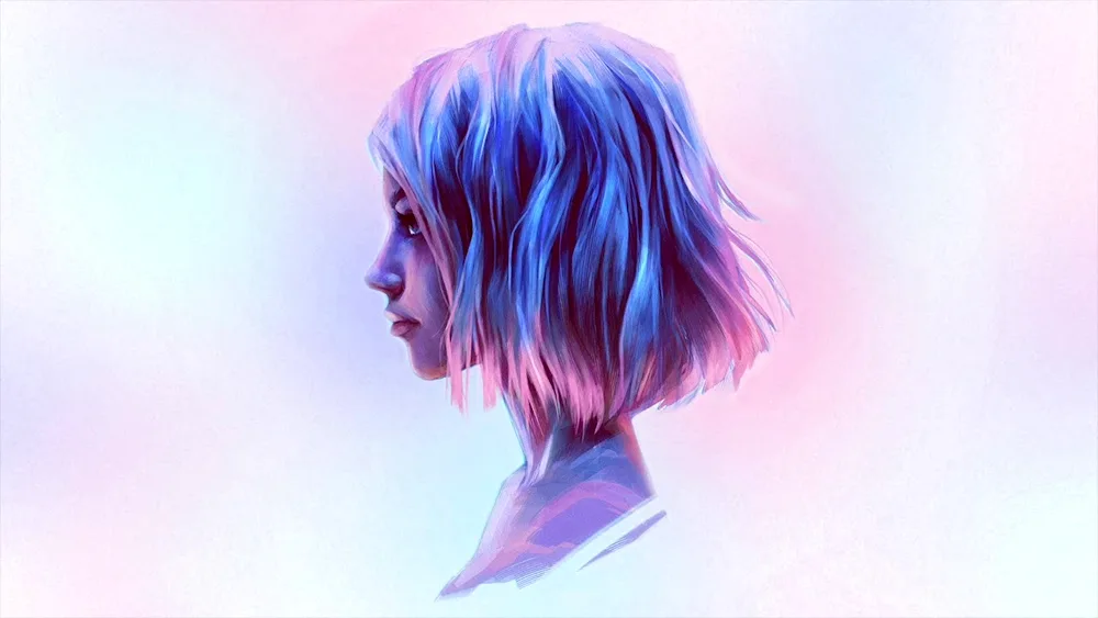 Kira Rausch with blue hair