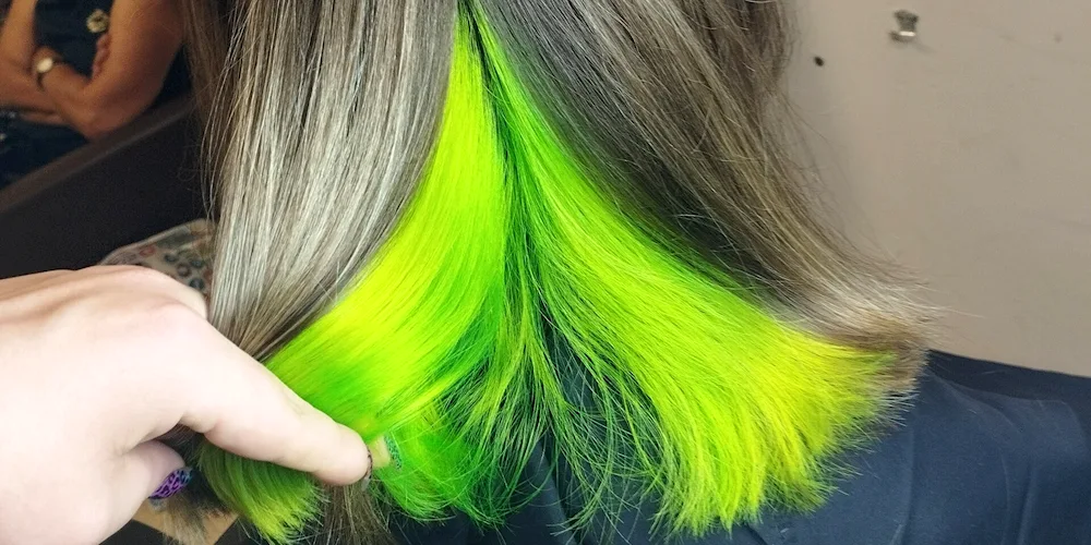 Neon coloured strands. hair