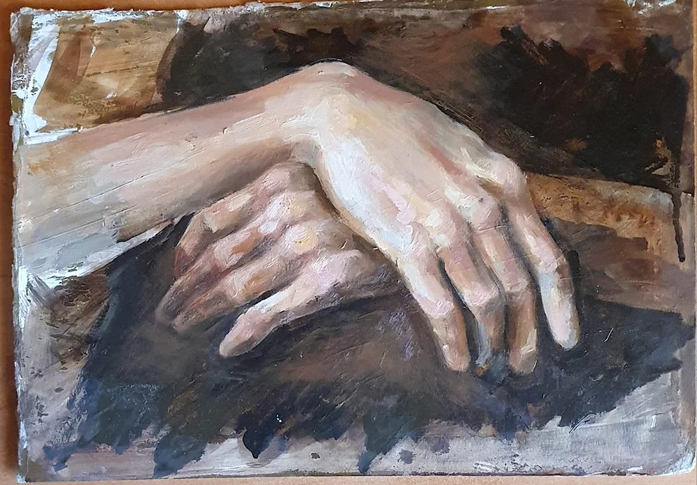 Hands painting