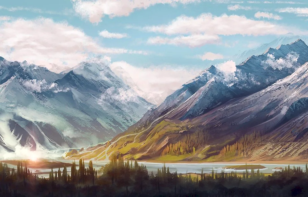 Chinese painting of the Pamir mountains