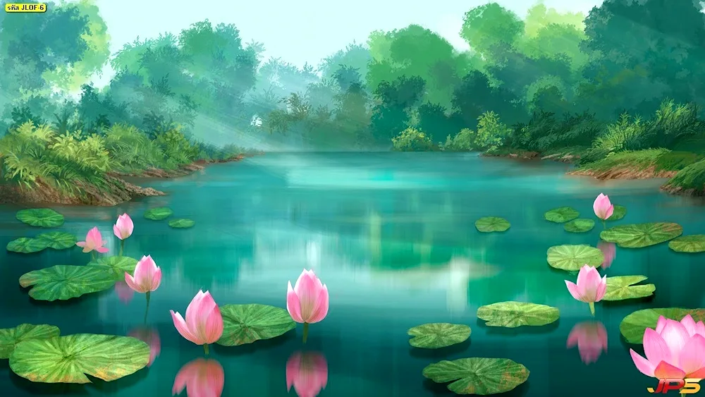 Chinese painting Lotus lake