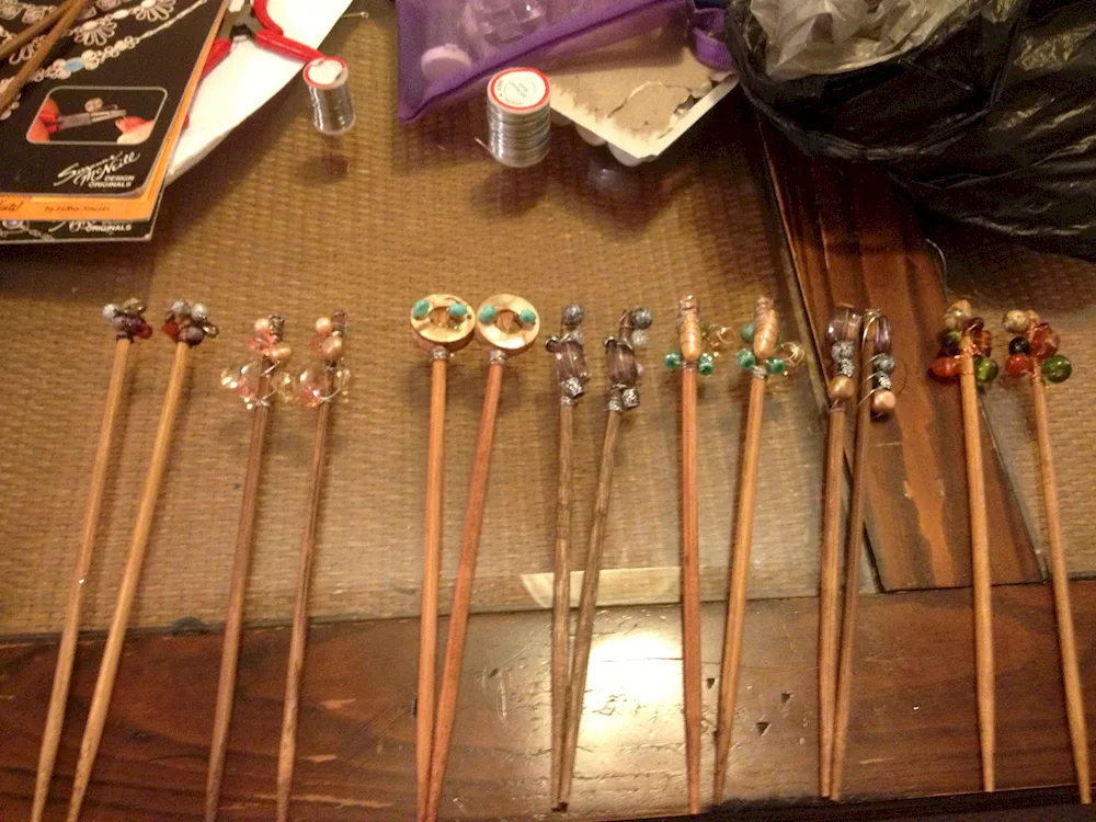 Chinese sticks with jewellery