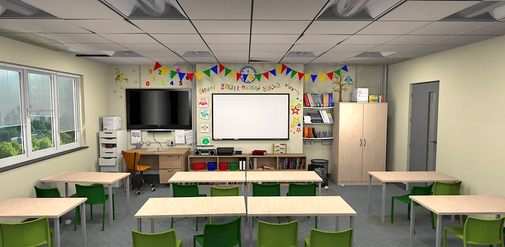 School classroom cartoon background school