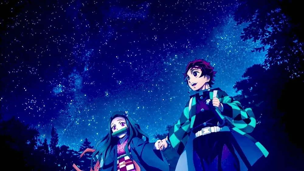 Blade slashing demons Tanjiro demon