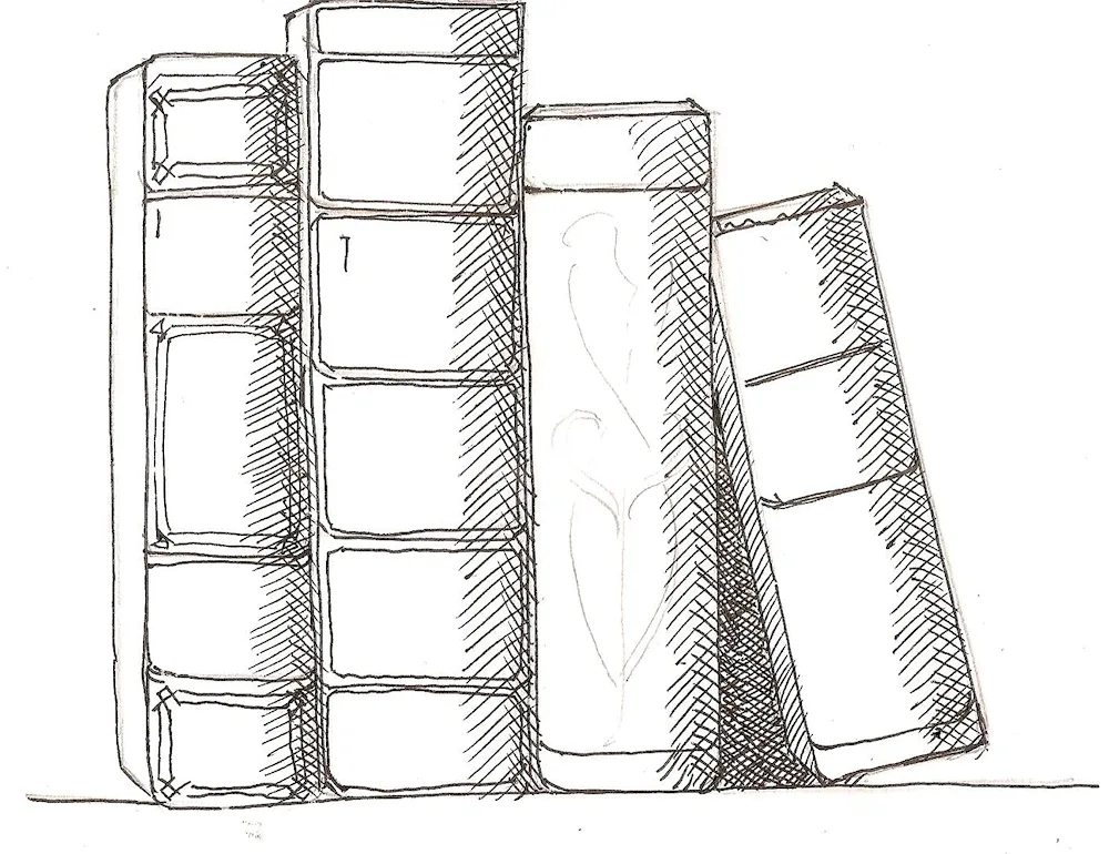 Drawing an open book in pencil
