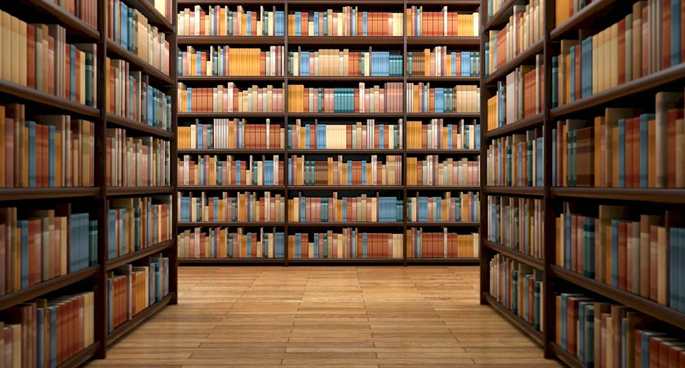 Book shelves in the library