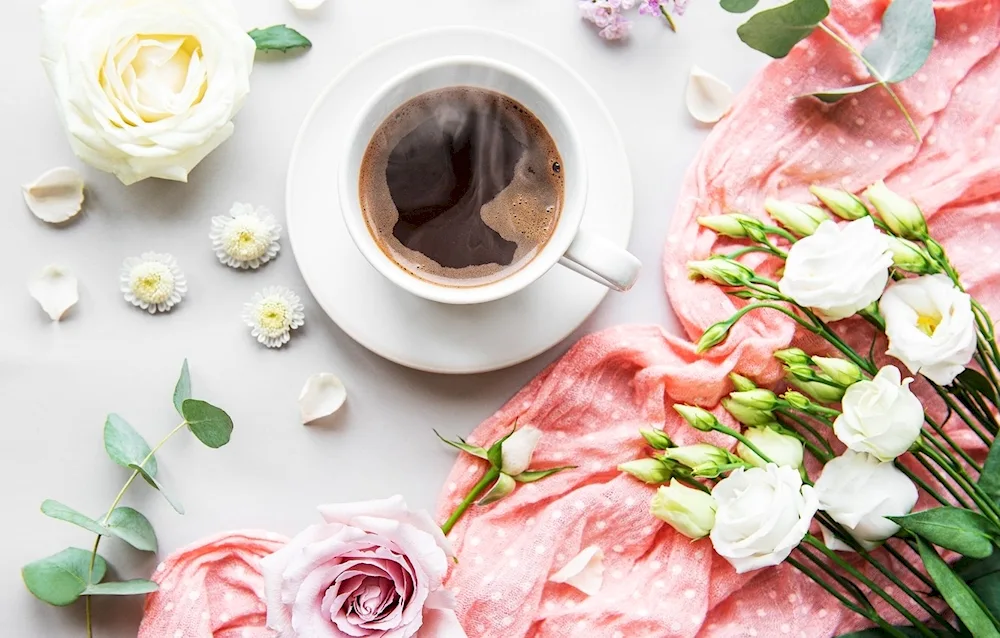 Coffee and flowers