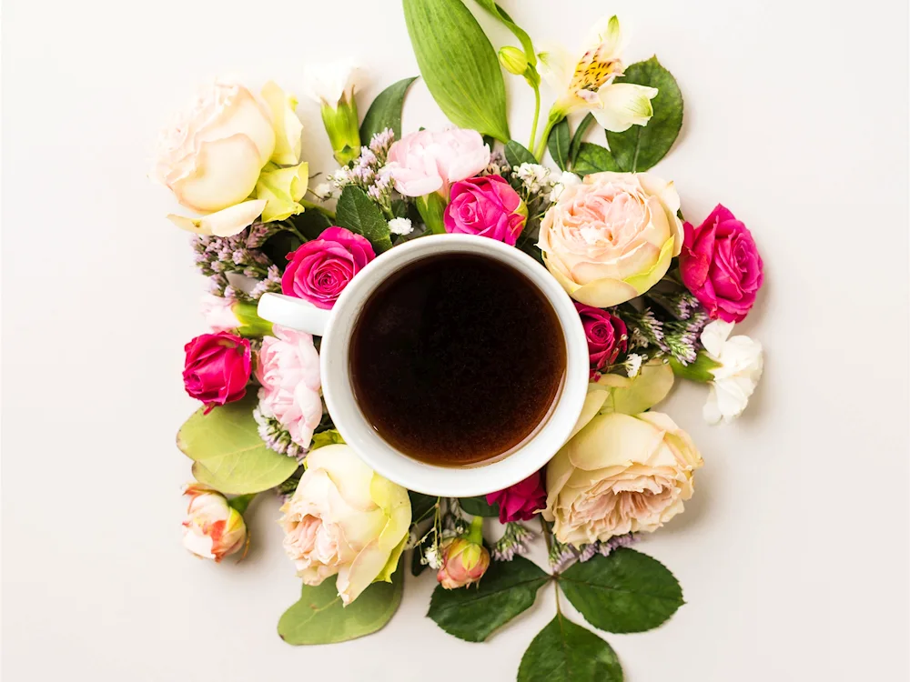 Coffee and flowers