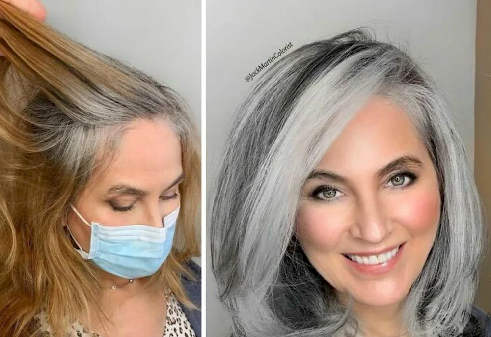 Grey strand of hair