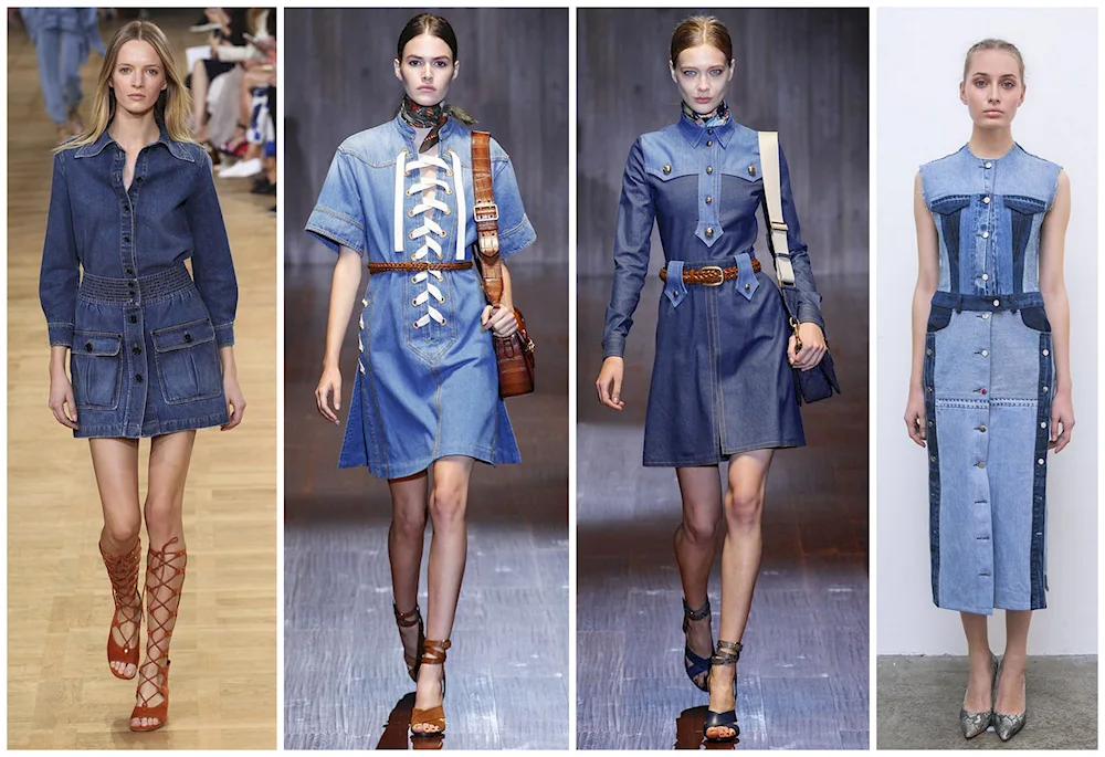 Combined denim dresses