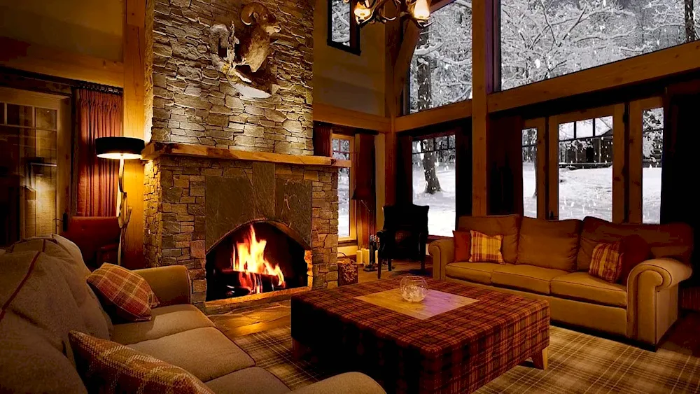 A room with fireplace