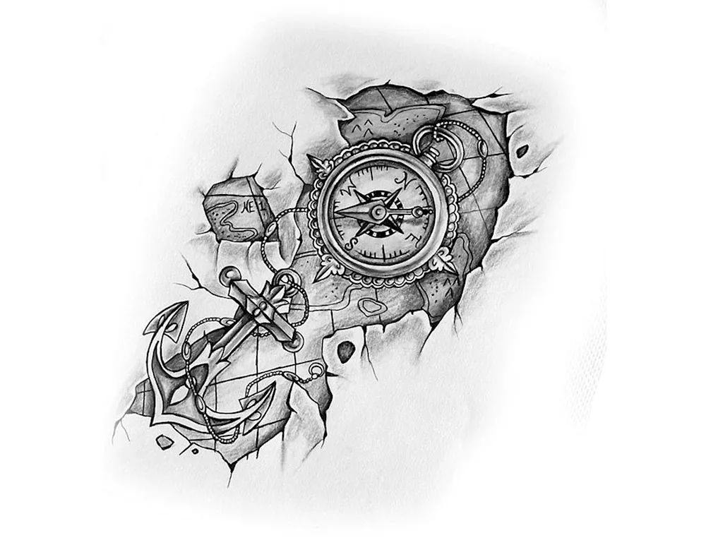 Compass tattoo sketch