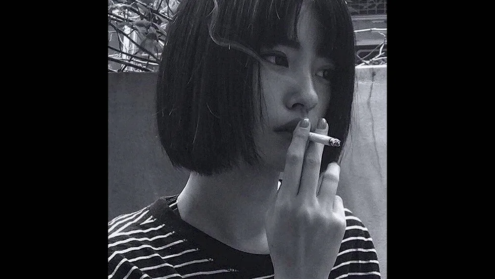 Korean girl with a cigarette