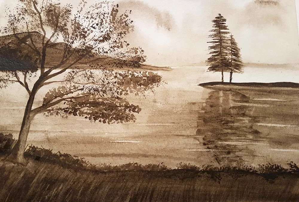 Brown monochrome paintings