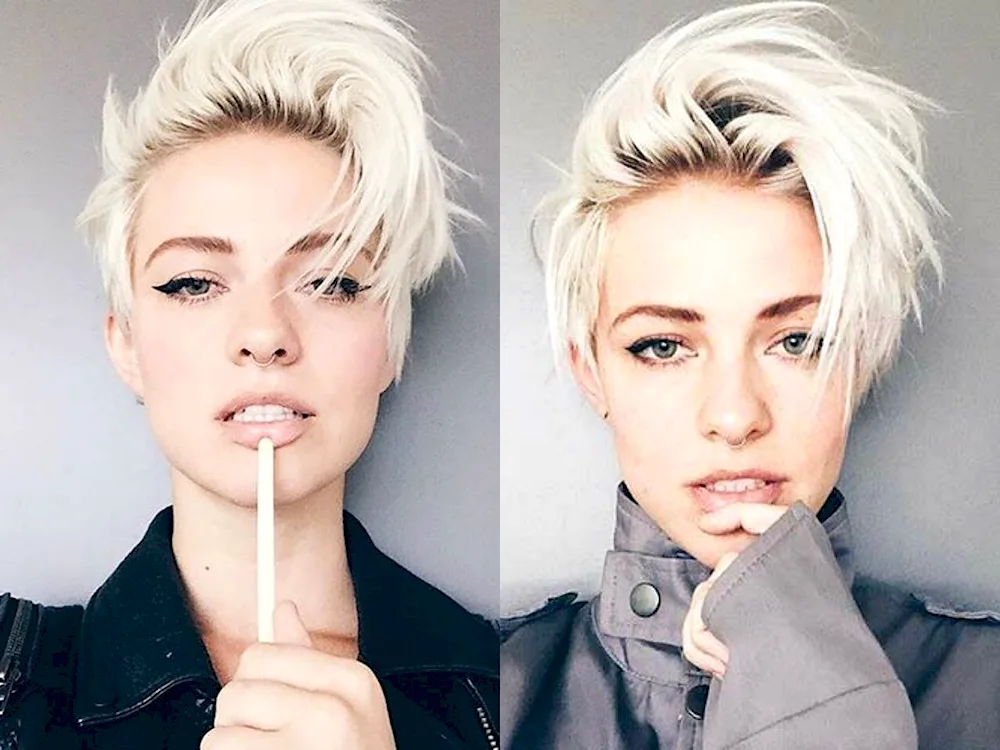 Short pixie blond haircut