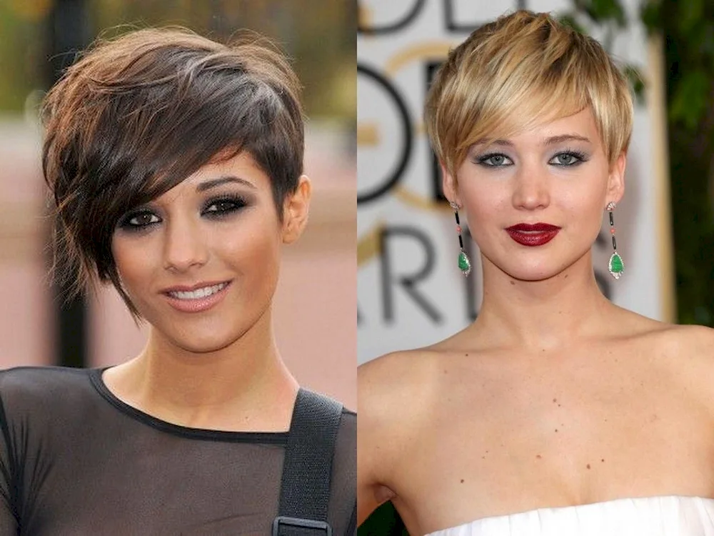 Short haircuts for round face with fringes