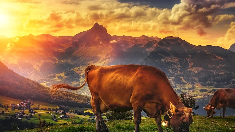 Cows in the mountains