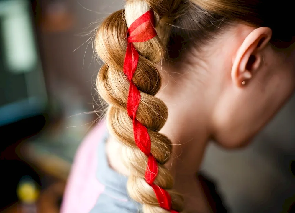 Girl hairstyles with ribbons in hair