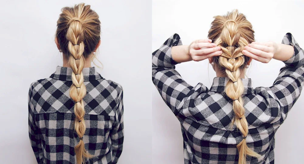 Voluminous braids with elastic bands