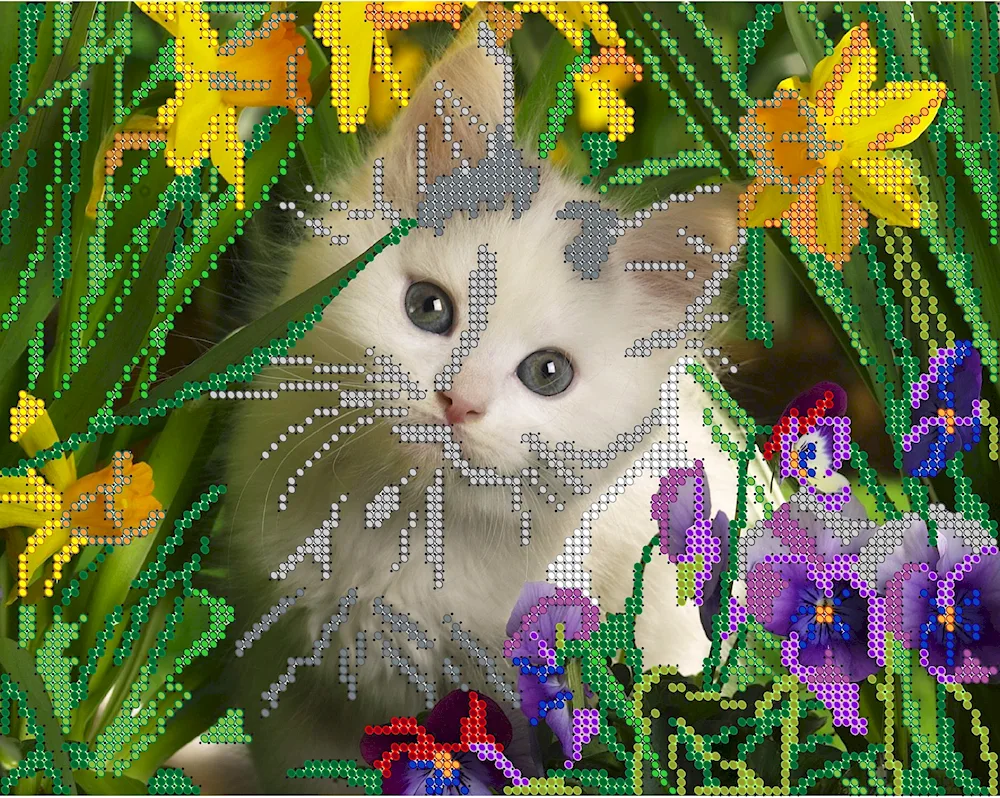 Cat in flowers