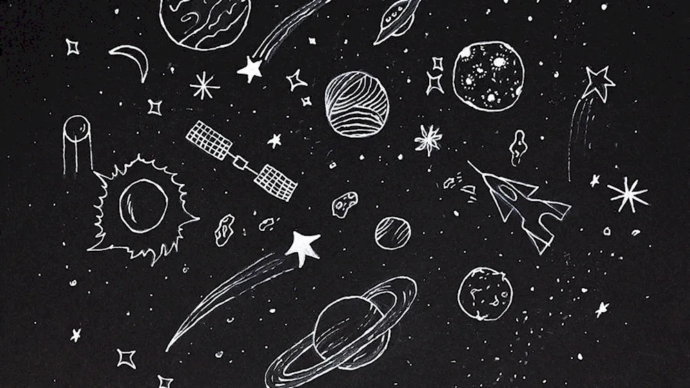 Paintings on the theme of space in pencil