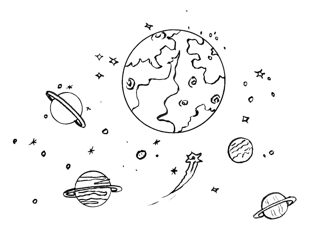 Cosmos colouring for kids