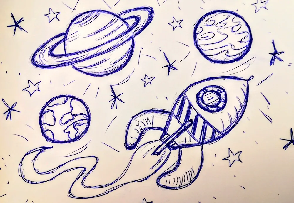 Space drawing in pencil