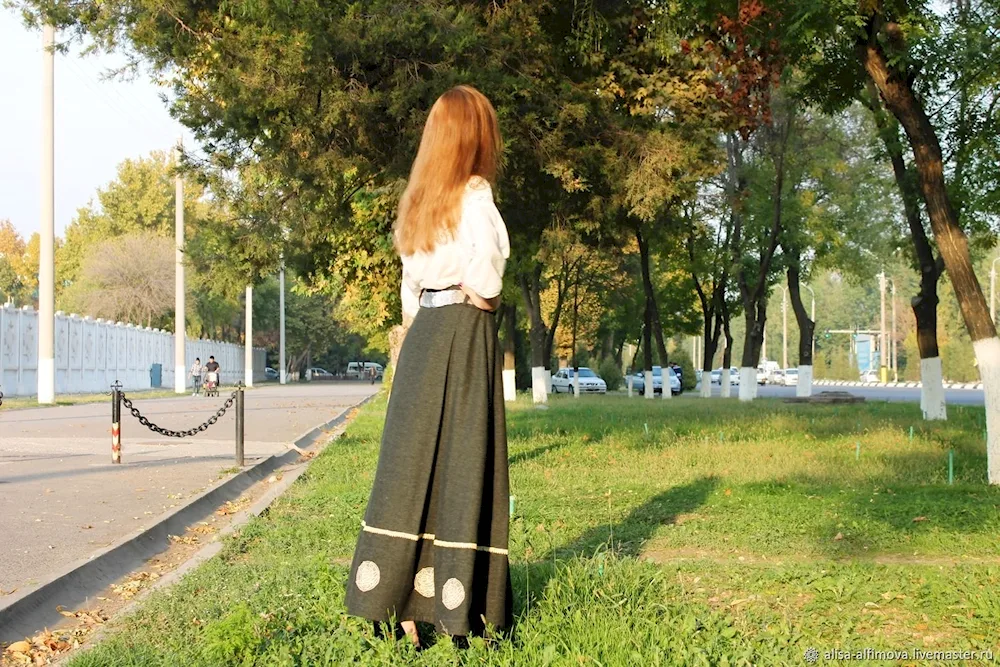 Long summer yellow skirt