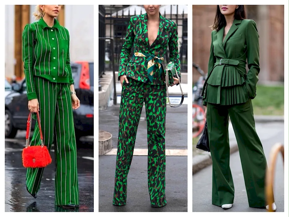 Palazzo suit green