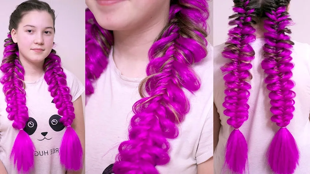 Fishtail braids with canecalon. canekalon