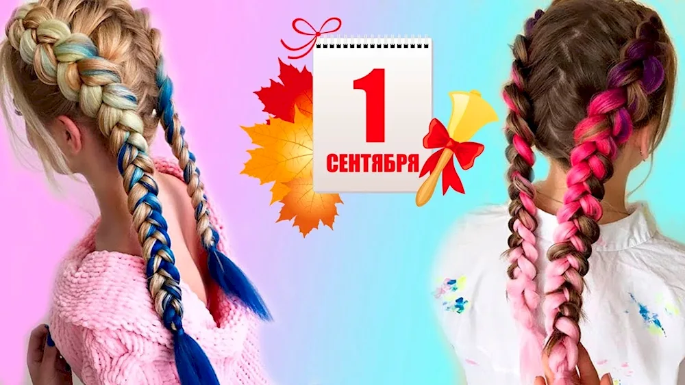 Braid with coloured strands. with kanekalon