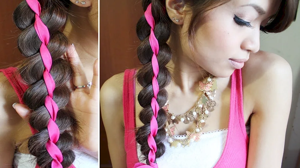 Braid with hair ribbons