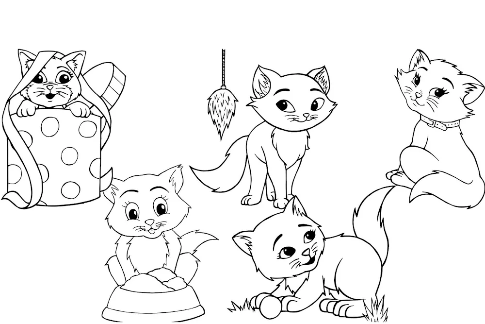 Cats. Colouring. Kitties. Colouring. Kitties