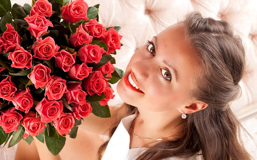 Beautiful woman with flowers