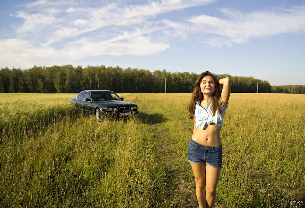 Beautiful girls in the countryside