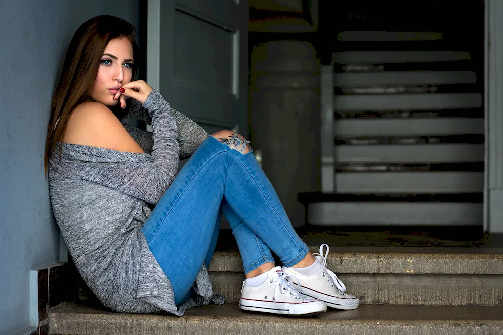 Beautiful girls in sneakers