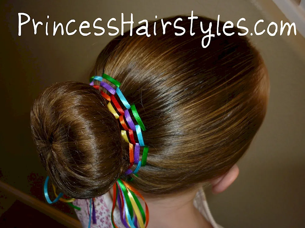 Bun hairstyle with two buns for girls