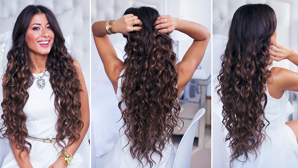 Beautiful curls on long hair