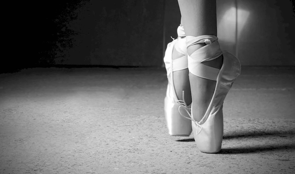 Beautiful pointe shoes of ballerina